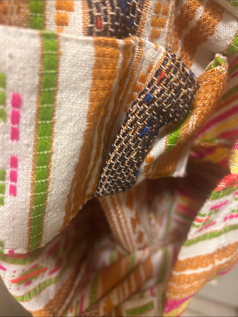 World Market Multicolor Striped Boho Tote Bag - Pink, Orange, Brown - Picture 4 of 6